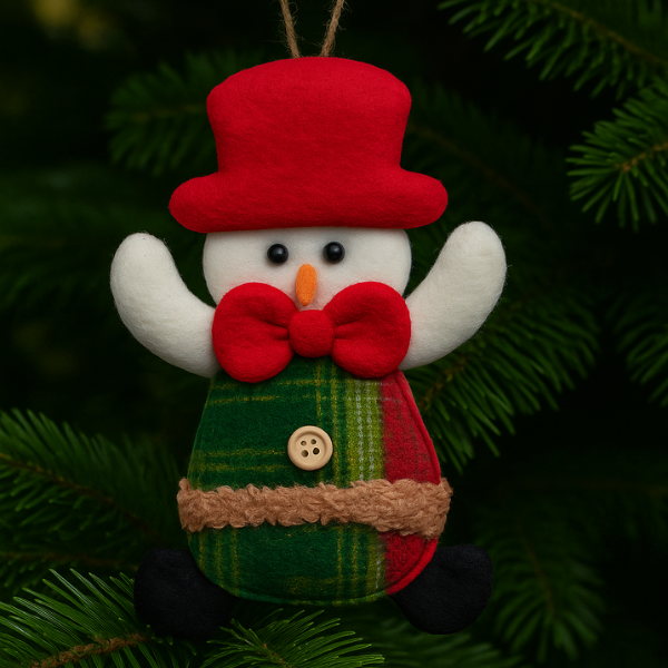 Producto - Adorno Navideño Muñeco de Nieve de Tela 15c