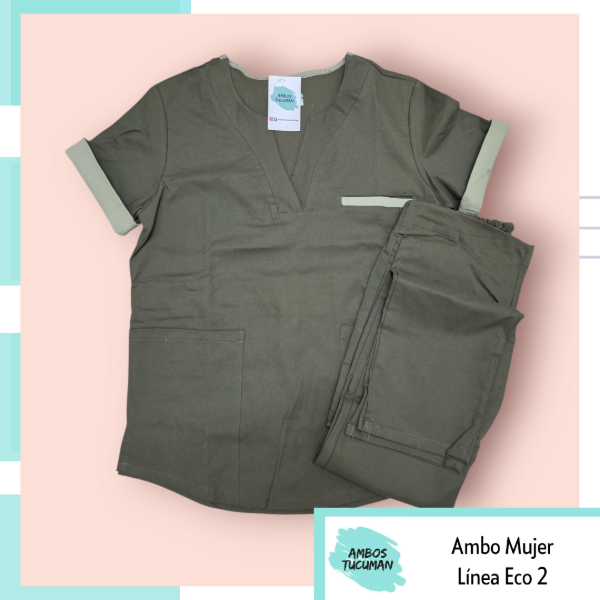 Producto - Ambo Línea Eco Verde Musgo detalle Verde 2