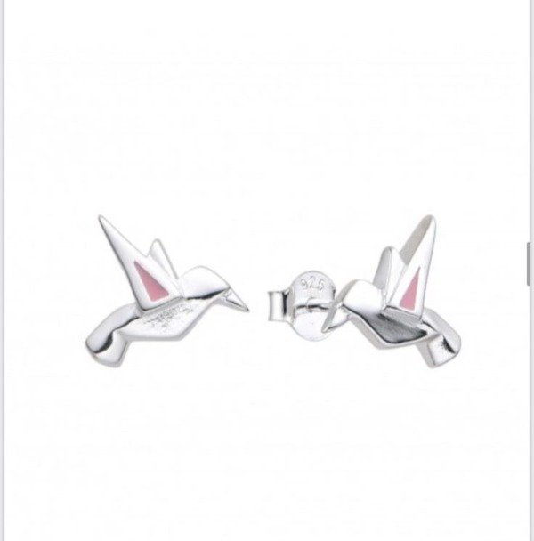 Producto - Aros Colibrí con Rosa Plata-925. Par