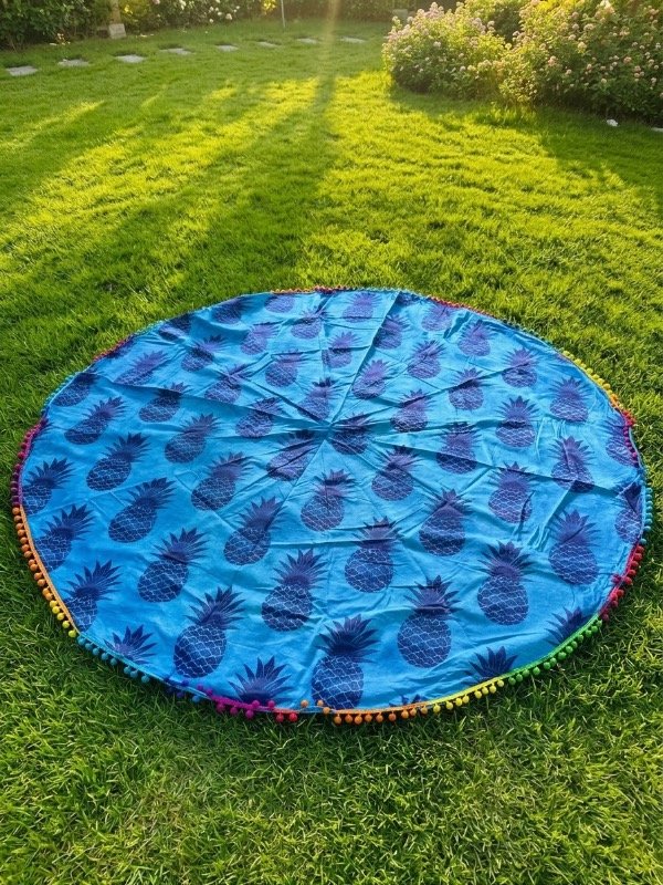 Producto - Manta circular ananá con pompón - 0