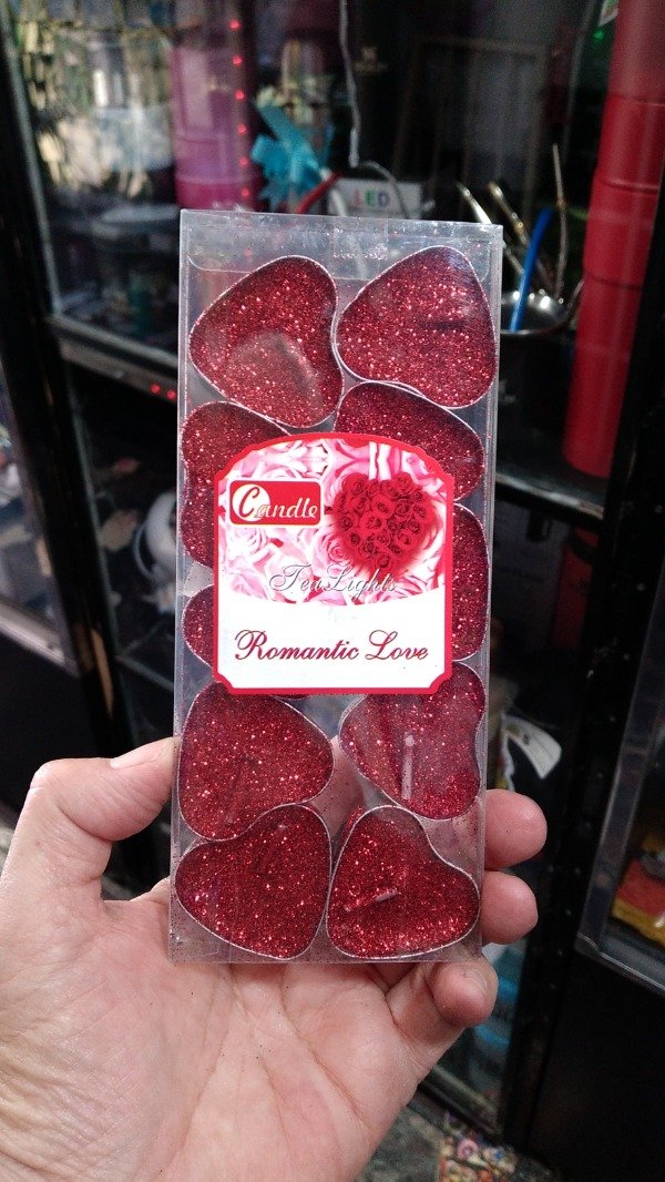 Producto - VELA DE NOCHE CORAZON X10 CON PORTAVELA