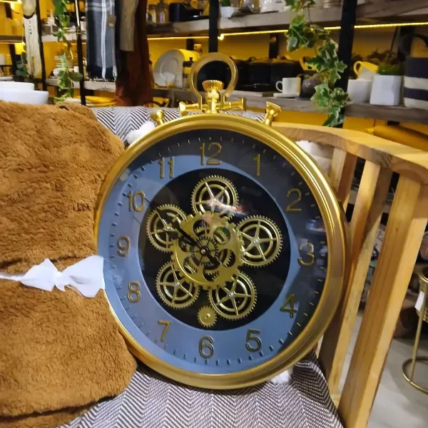 Producto - Reloj pared engranaje 50 cm dorado y gris