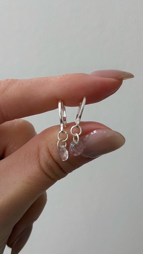 Producto - Argollas 12mm mini cristal transparente ACERO BLANCO