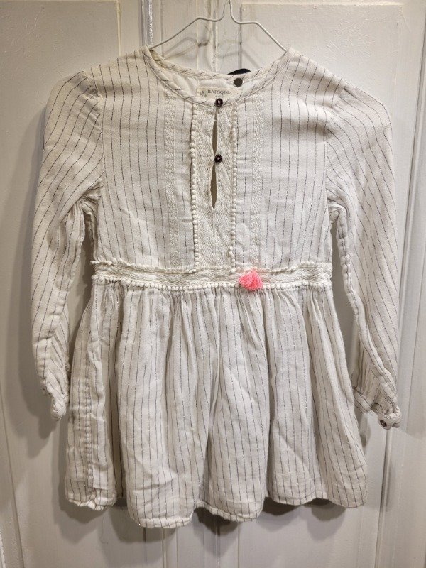 Producto - Vestido RAPSODIA blanco con rayas azules Talle 8 años - PRECIO: 24X