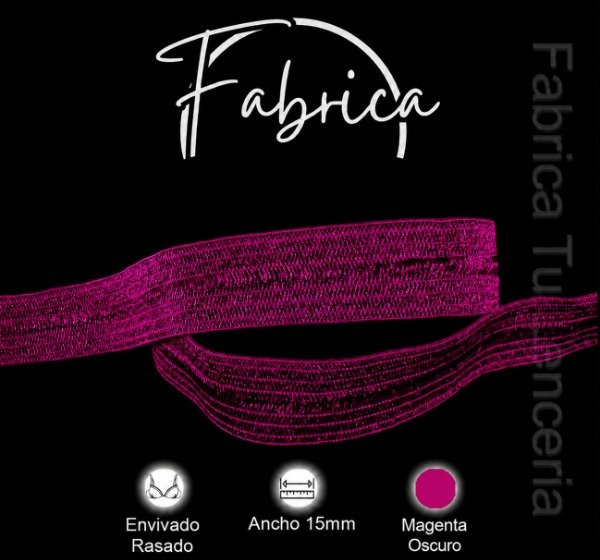 Producto - Envivado o Elástico Partido Magenta Oscuro 15mm nylon (1 metro)