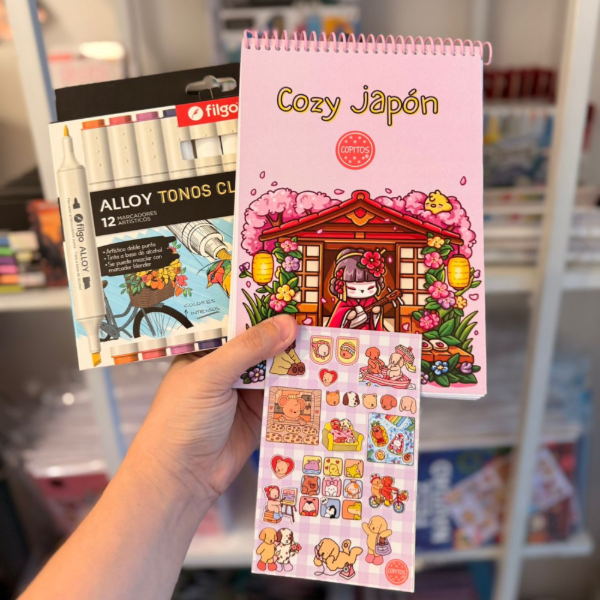 Producto - Kit libro para pintar Cozy Japon + Marcadores