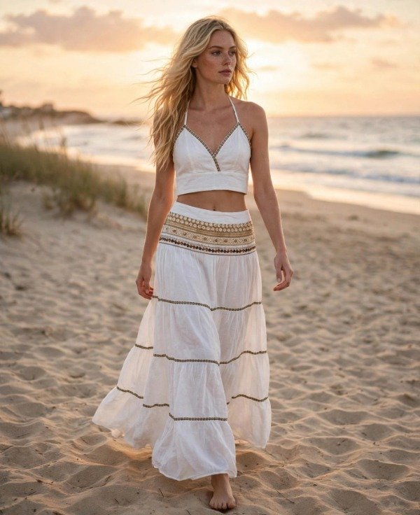 Producto - Conjunto Boho chic Blanco importado 180br140