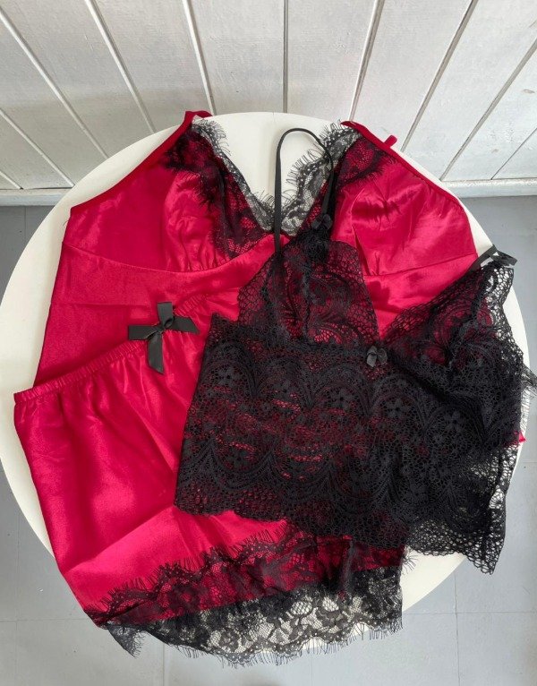 Producto - Pijama Seda bordo SET X3