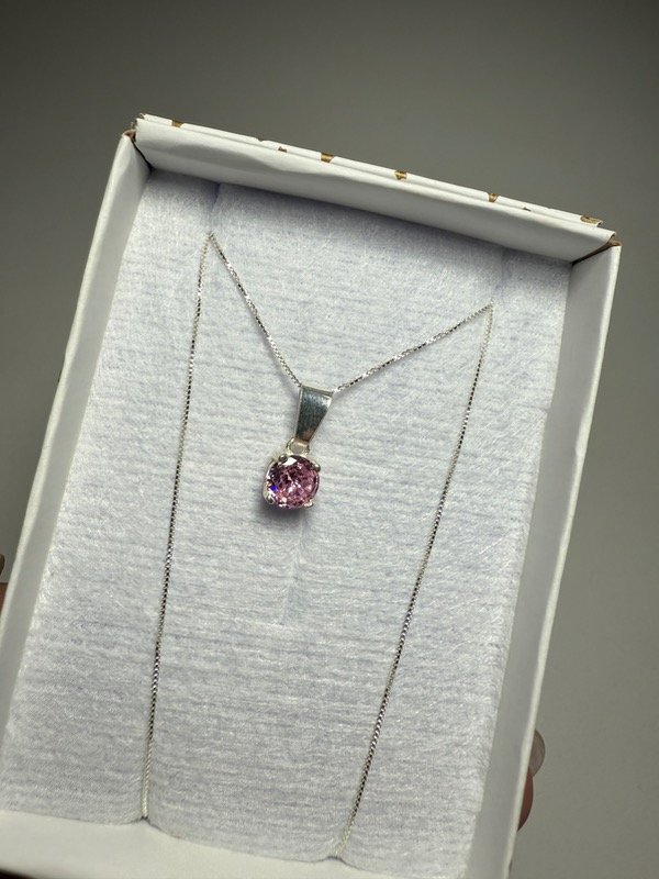 Producto - Conjunto cadena + dije piedra rosa - 3