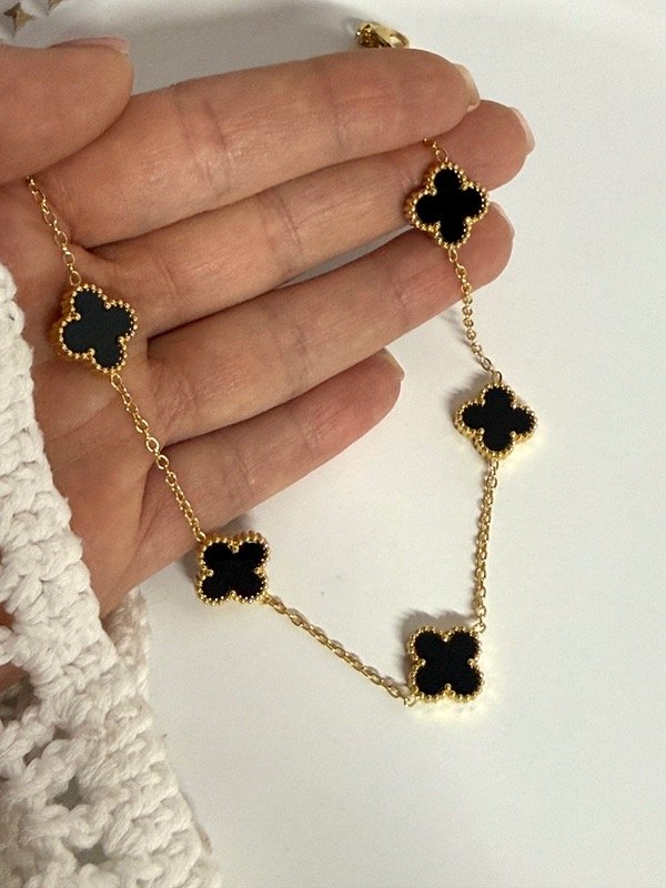 Producto - CD153 collar van cleef negro acero dorado