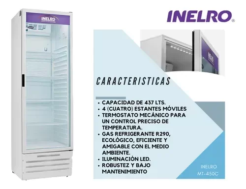 Producto - EXHIBIDOR VERTICAL INELRO MT-450 437 LITROS R290 PLAFÓN LED
