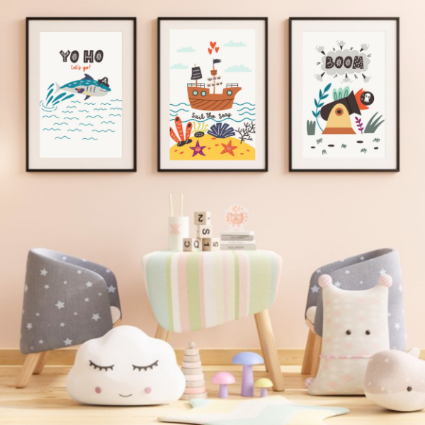 Producto - Set de 3 Laminas infantiles de Piratas - LAM-K20