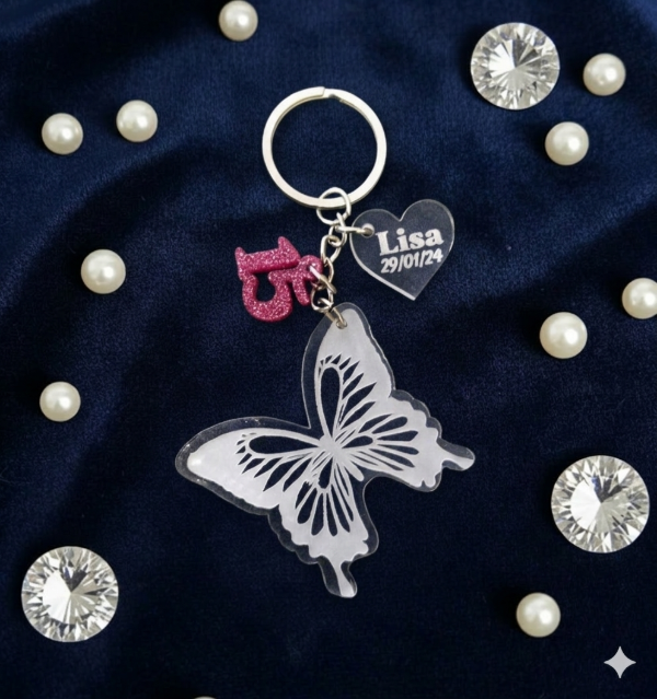 Producto - llavero mariposa + número x 10 unid.