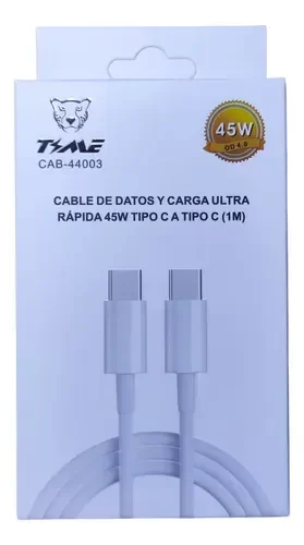 Producto - CABLE DE DATOS TIPO C A TIPO C TIME 45W CAB-44003