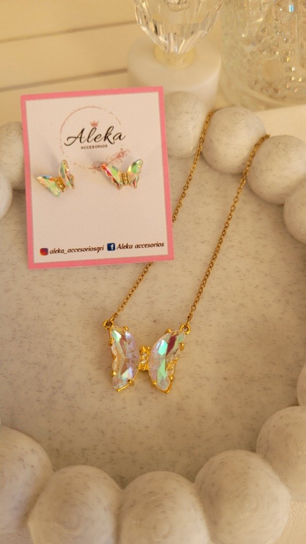 Producto - Conjunto Mariposa tornasol de acero dorado - 5