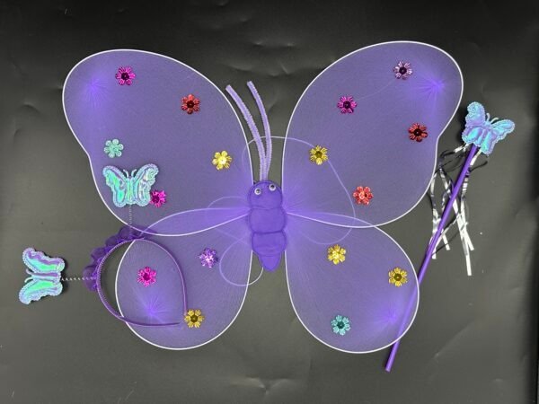 Producto - Alas Mariposa Lila + Varita + Vincha