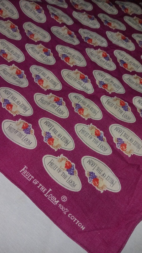 Producto - 70s rare Fruit of the Loom AOP logo merch granate Paisley Bandana Handkerchief. - 1