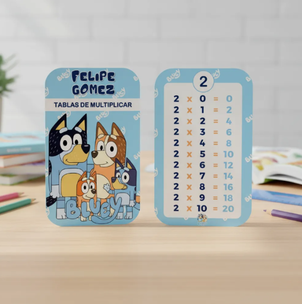 Producto - Kit Imprimible Tabla De Multiplicar Bluey Celeste Editables