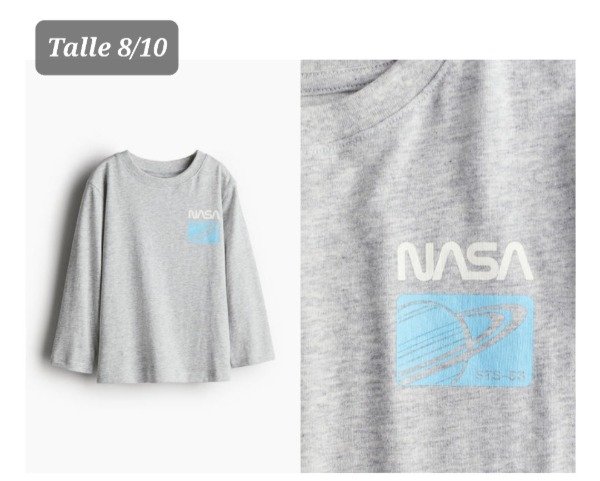 Remera manga larga HyM talle 8/10 nasa