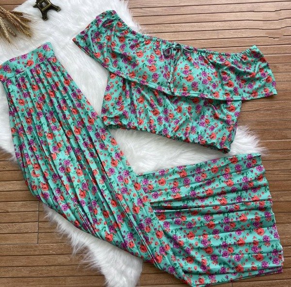 Producto - Pollera importada plisada larga ESTAMPADA (Art. 266) Talle M