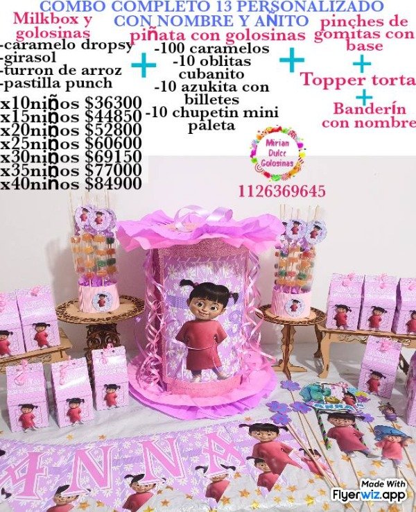 Producto - Combo cumpleaños 13 buu monster inc