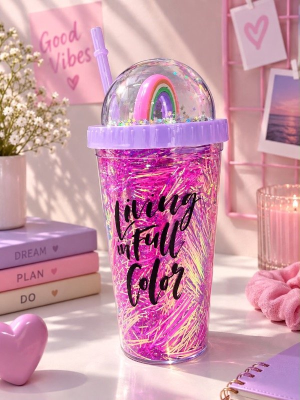 Producto - VASO TEMÁTICO ARCOIRIS C/ SORBETE