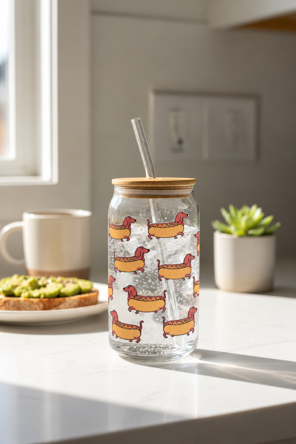 Producto - VASO Y SORBETE DE VIDRIO CON TAPA DE BAMBÚ 480ml - 17