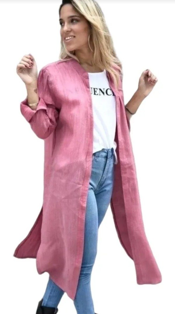 Producto - Camisa Larga Simil Jeans Rosa