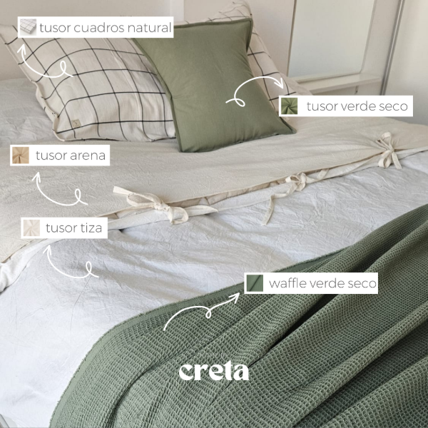 Producto - Funda Edredón Reversible Verde Seco/Tiza