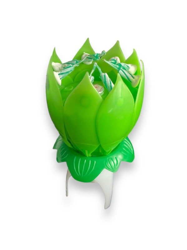 Producto - Vela Flor Musical Para Tortas Cumpleaños Verde