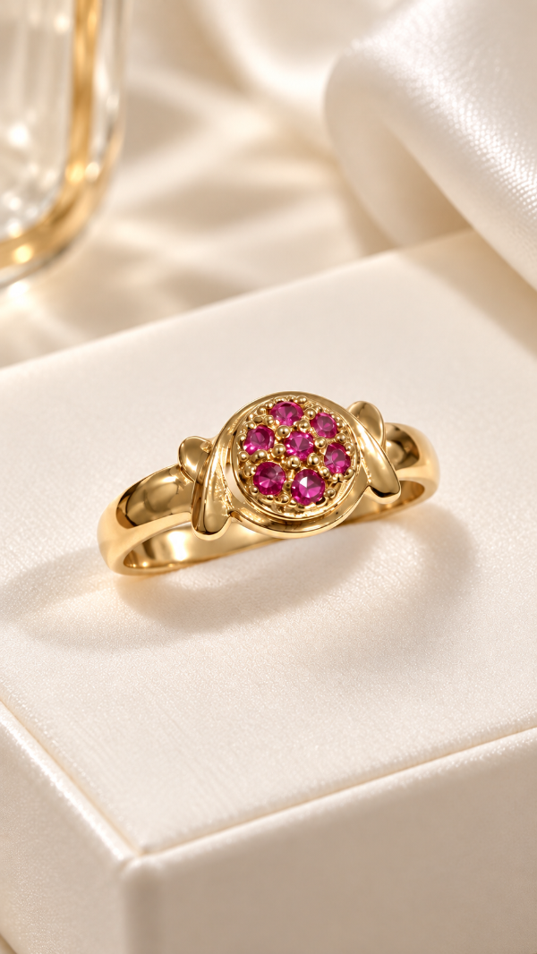 Producto - Anillo frutillita oro 18k piedra roja - 0