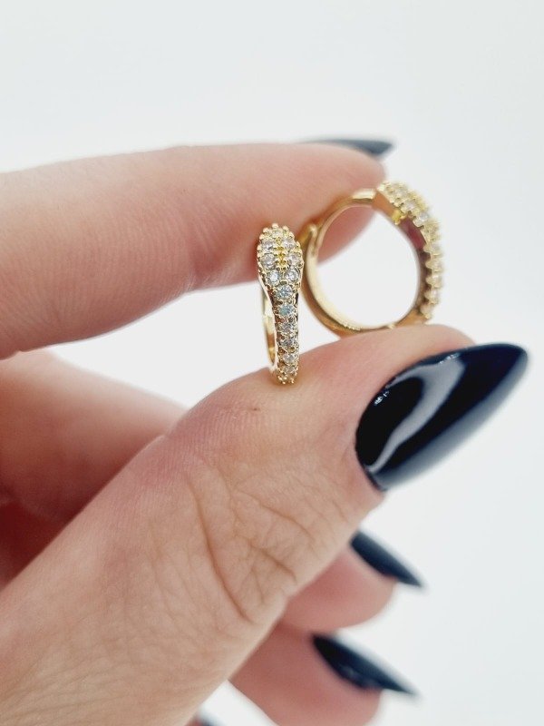 Producto - Aros acero dorado argollita snake strass