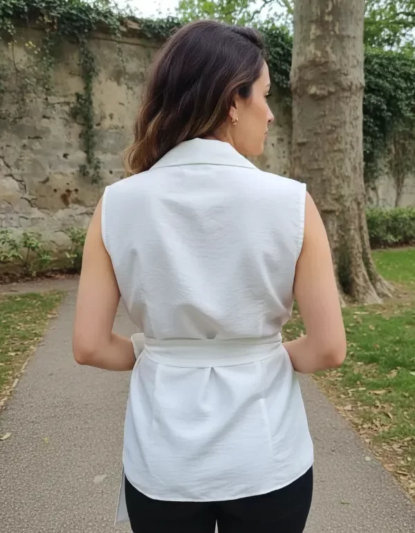 Producto - Blusa kimono chaleco cruzada de Tafetta con Moño - 2