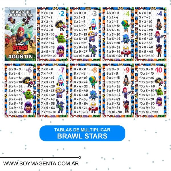 Producto - Tablas de multiplicar Brawl Stars para imprimir