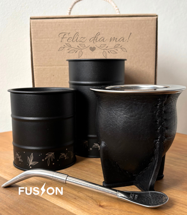 Producto - Combo Box Mate de Calabaza + Bombilla + Set de Latas