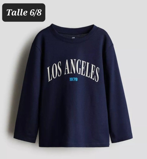 Remera manga larga HyM talle 6/8 azul