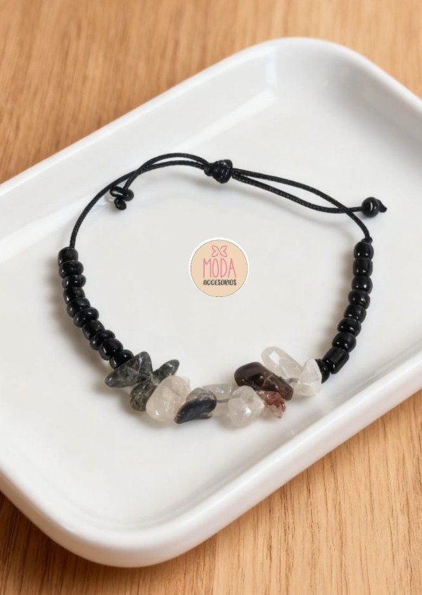 Producto - Pulsera de piedras naturales cuarzo turmalinado