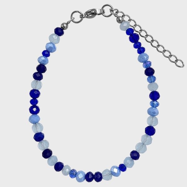 Producto - Pulsera de cristal checo y acero quirúrgico - 4mm - Azules