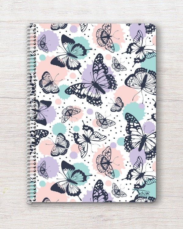 Producto - Cuaderno A4 tapa rígida plástica RAYADO 50h dis. butterflies
