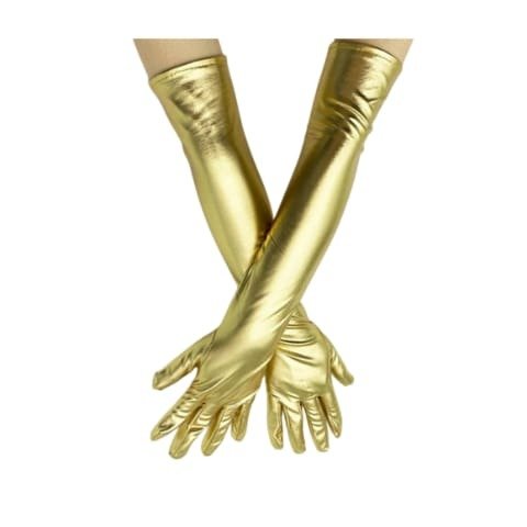 Producto - Guantes largos de lame metalizados color dorado (40cm)