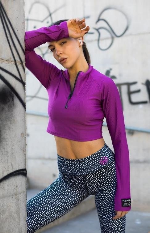 Producto - CROP TOP MANGA LARGA CON CIERRE MORLEY ORQUIDEA