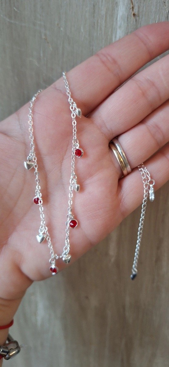 Producto - Choker Plata Love con puntos de luz rojos y extension