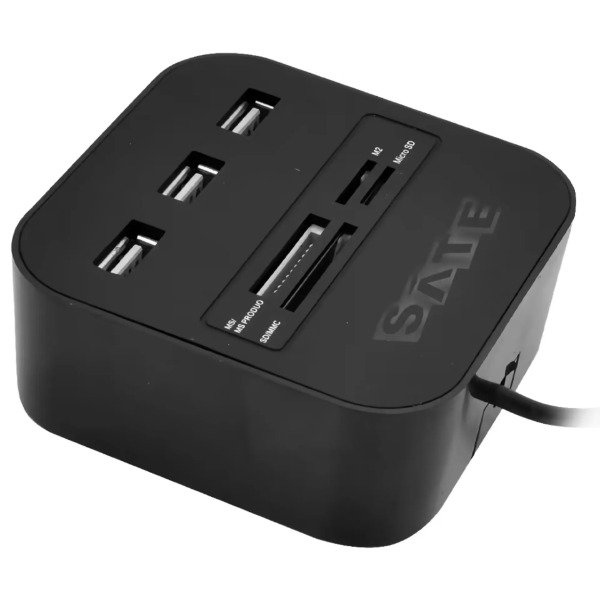 Producto - Satellite HUB A-HUB07 Card Reader - 3 Portas - USB - Negro