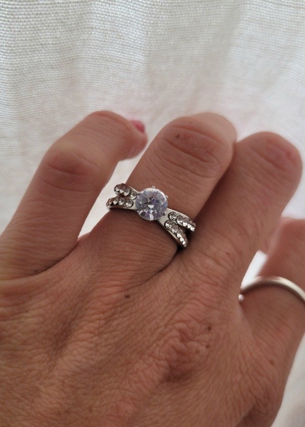 Producto - Anillo doble + strass grande AQ