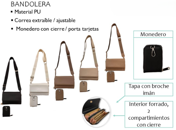 Producto - BANDOLERA CON MONEDERO DE PU LA CHAPELLE 12UO 7184