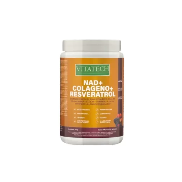 Producto - NAD + Colágeno + Resveratrol x 384 g Frutos del Bosque - VITATECH - 0