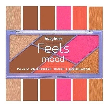 Producto - RUBYROSE FEELS MOODE PALETA BRONZER BLUSH E ILUMNADOR HB-7528
