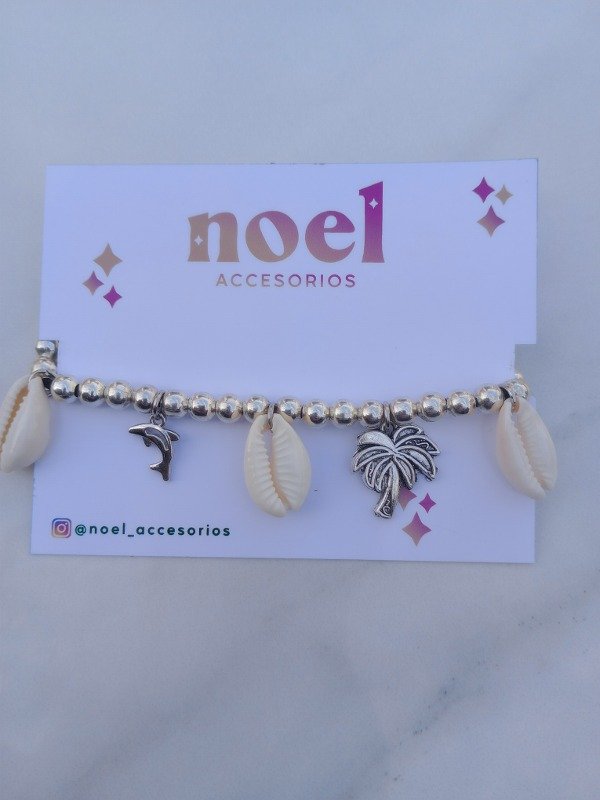 Producto - Tobillera playera con caracoles y dijes
