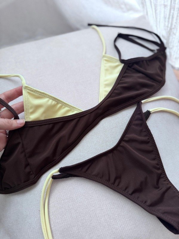 Producto - Bikini Doble Marron con Amarillo - 1