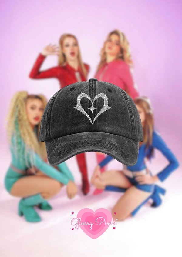 Producto - Gorra vintage gris oscuro K4OS Heart - VINILO TEXTIL GLITTER